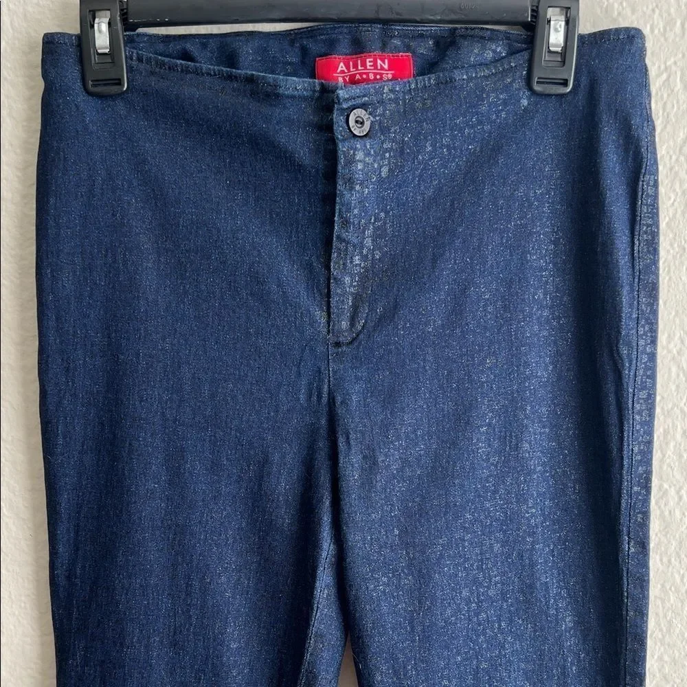 ABS by Allen Jeans Clean Front Dark Wash with Black Shiny Speckles in Size 12